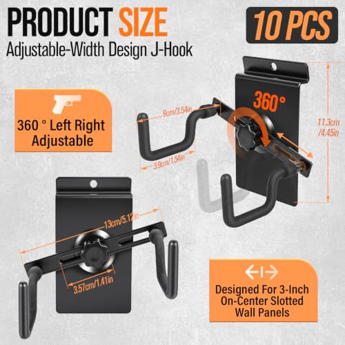 10 Pack Pistol Wall Mount Rack - Adjustable Display Holder for Firearms