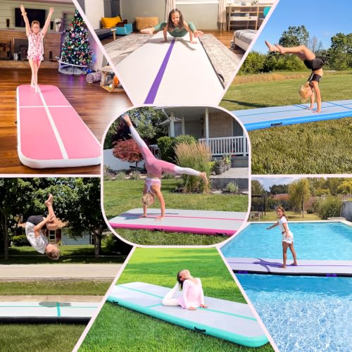 Pink 10ft x 3.3ft x 4in Inflatable Gymnastics Air Track Tumbling Mat with Pump