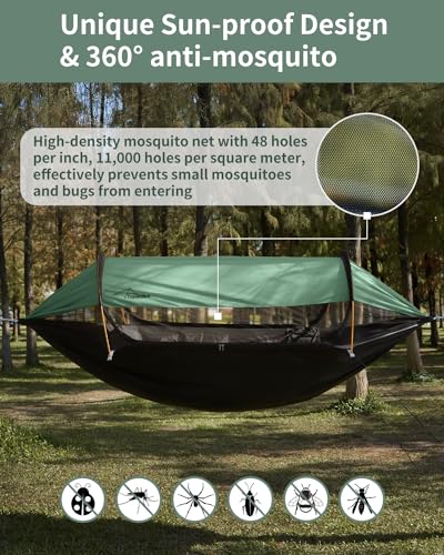 Travel Bird 3-in-1 Camping Hammock Tent with Mosquito Net & UV Sunshade - Green