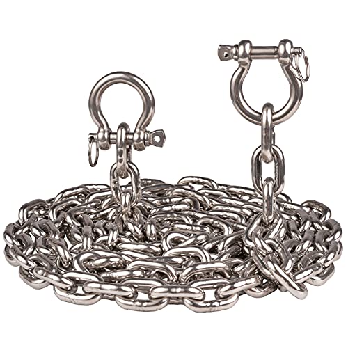 316 Stainless Steel Boat Anchor Chain 10ft with 2 Locking Shackles Marine Grade
