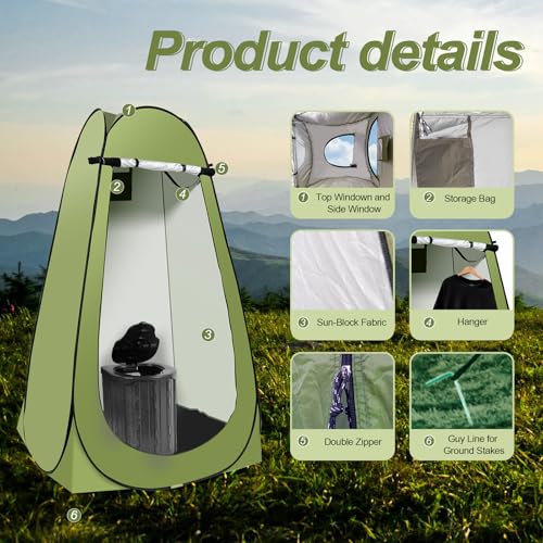 G2 GO2GETHER Green Portable Camping Toilet Kit with Privacy Tent & Carry Bag