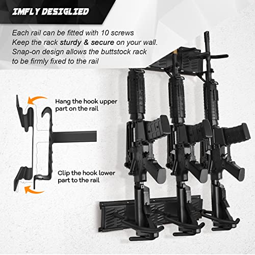 GOHIKING 8-Slot Wall Mount Gun Rack with Soft Padding for Rifles & Shotguns