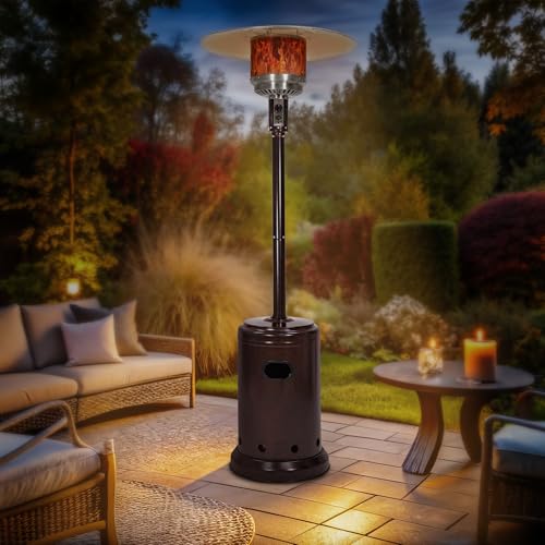 Outdoor Propane Patio Heater 46,000 BTU Havana Bronze with Wheels & Water Tank - Portable & Easy to Use