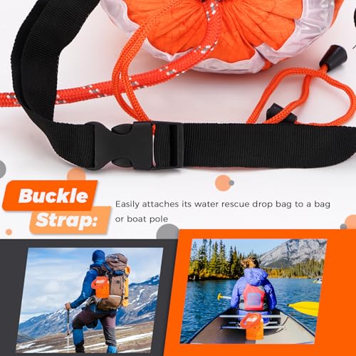 Water Rescue Throw Line Bag 50FT Reflective Rope Emergency Kayak Canoe Safety Gear