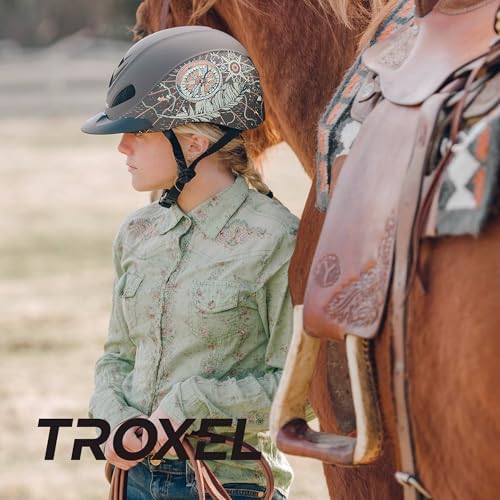 Troxel Rebel Bold Turquoise Rose Medium Horse Riding Helmet - Lightweight, Adjustable, Low-Profile Safety Gear