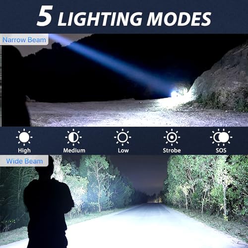 Rechargeable LED Flashlights 2 Pack High Lumens Waterproof Outdoor Light