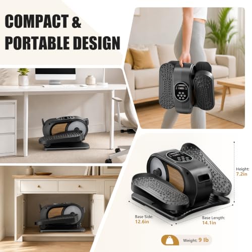Low Impact Under Desk Elliptical for Seniors - Quiet Leg Exerciser, Portable Cardio Machine