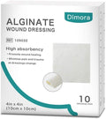 Dimora Calcium Alginate Wound Dressing - Soft, Highly Absorbent 4'' x 4'' Sterile Pads | 10 Non-Stick Gauze Patches