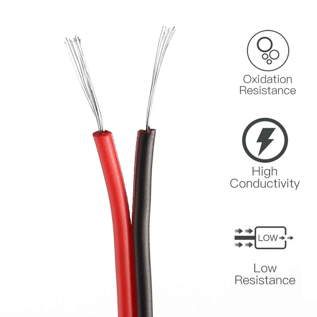 Shangyuan LED Strip Light Extension Cable - 66ft 22AWG 2-Pin Wire for Marine Boat Lighting