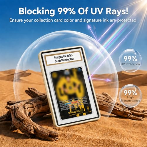 Gold BGS Card Case with Foldable Metal Stand for 35PT Graded Cards UV & Bumper Protection