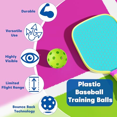 Green Plastic Baseballs Practice Balls 100 Pack with Drawstring Bag for Indoor Outdoor Training