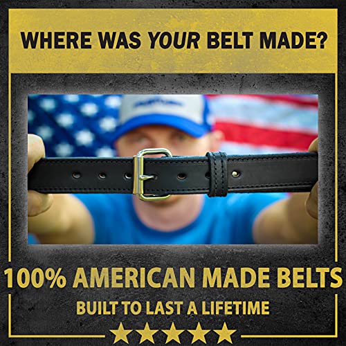 Relentless Tactical Black Stitched 36 Pant Size 40 Belt - No Sag Leather Gun Belt for Concealed Carry and Holsters