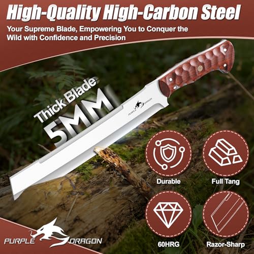 10.6 Inch Heavy Duty Machete with Sheath - High Carbon Steel Outdoor Knife