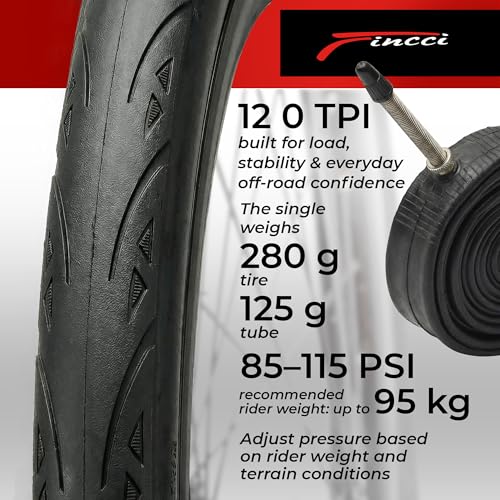 700x25c Road Bike Tire & Inner Tube Set - Foldable, Presta Valve, 120 TPI