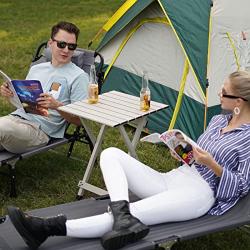 Sunnyfeel Grey Portable Folding Camping Table - Lightweight Aluminum Picnic Table for Outdoor & Indoor Use