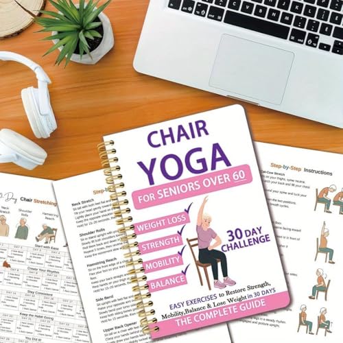 Chair Yoga Book & Chart for Seniors Over 60 - Weight Loss & Toning