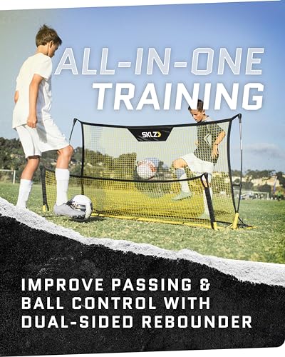 SKLZ Quickster Soccer Trainer - Dual-Sided Rebounder Practice Net for Solo Skills, Passing & Control - Weather Resistant, Adjustable Frame, Carry Bag