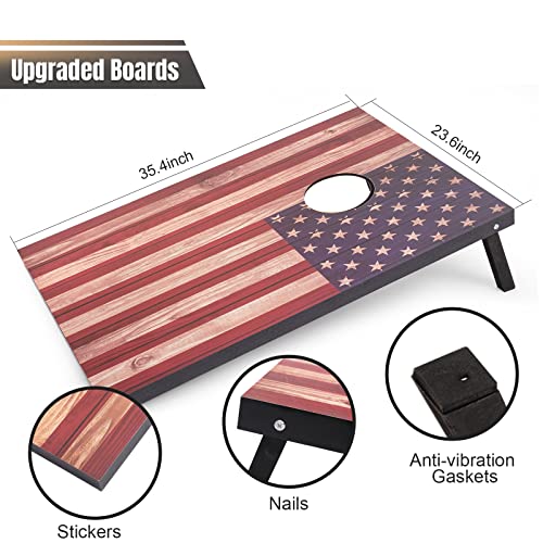 OUTBALL Classic Flag Cornhole Set 3’x2’ Regulation Size with Carrying Bag & Bean Bags