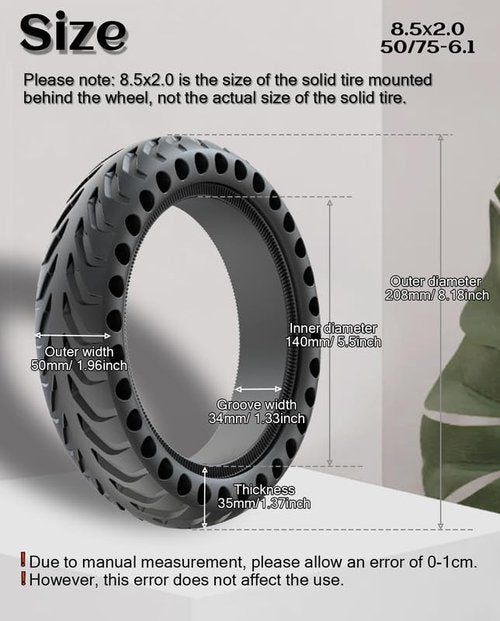 GLDYTIMES 8.5 Inch Scooter Tires, 50/75-6.1 Solid Tire for Hover 1 Journey Jive Pioneer Gotrax GXL V2 XR AOVOPRO ES80 Razor c25 iScooter i9s, 8 1/2 Honeycomb Kick Scooter Front Rear Replacement Wheels