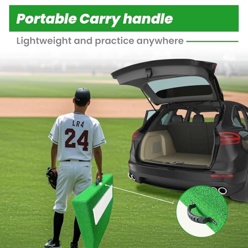 Portable Baseball Pitching Mound with Regulation Rubber & Carry Handle - 30x30x4 Inches