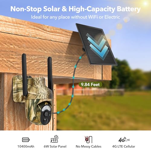 4G LTE Cellular Trail Camera with SIM Card, Solar Power, 2K Video, Remote Access - Pack of 1