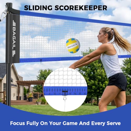 BAGAIL Outdoor Volleyball Net Set 20FT & 32FT Blue Portable Volleyball Nets