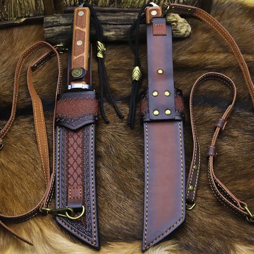BA-KOR 7mm 9Cr18MoV Steel Fixed Blade Hunting Knife with Sandalwood Handle & Scabbard
