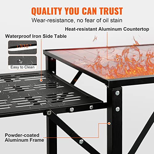 Camping Kitchen Table - Aluminum Folding Portable Cook Station with 4 Side Tables & Bag - Black 1