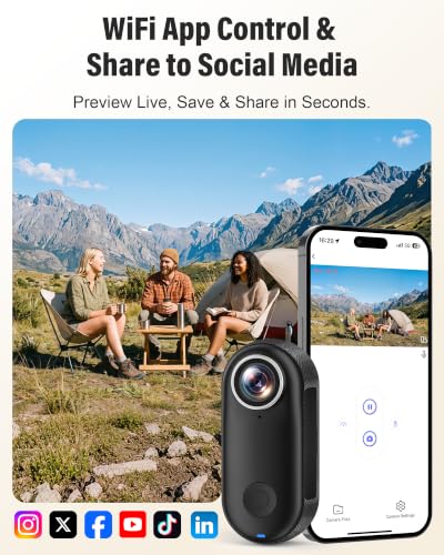 4K Mini Body Camera with Wide-Angle Lens, Wearable POV Vlogging Camera