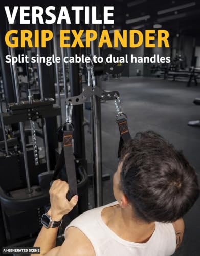 8in Cable Adapter for Lat Pull Down Bar with Carabiner - Heavy Duty Steel