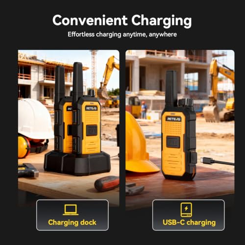 Retevis RB48A Rugged 2-Way Radio Set 4 Pack Long Range Shockproof Jobsite Communication
