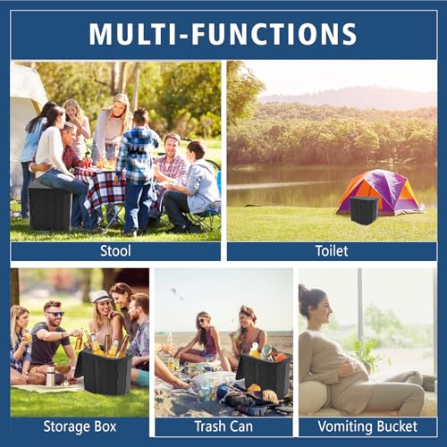XL Portable Folding Camping Toilet - Black, Lightweight & Durable