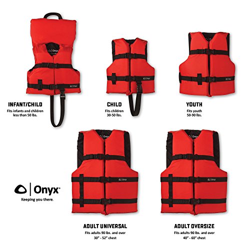 Onyx Infant & Child Life Jacket - Red USCG Approved Water Safety Vest for Under 50lbs
