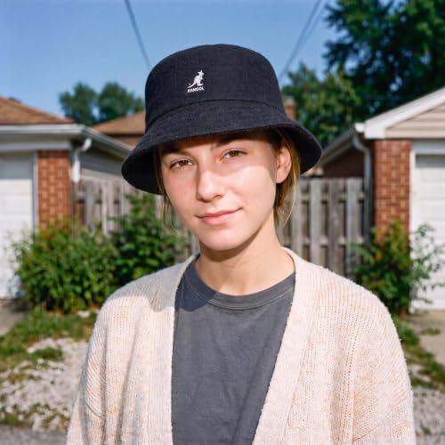 Kangol Wool Lahinch Bucket Hat Large Black - Classic Knitted Wool Cap