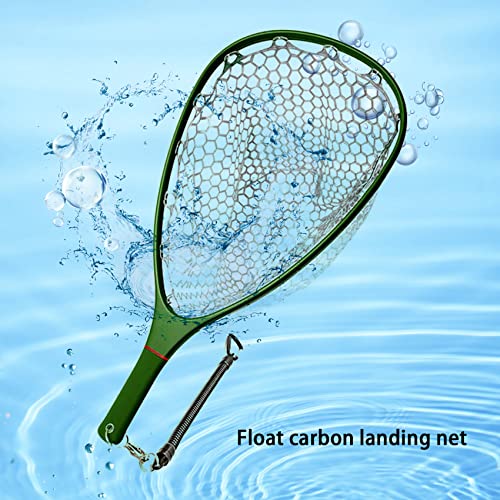 Aventik Floating Carbon Fiber Trout Landing Net - Green with Smoke Magnetic Release