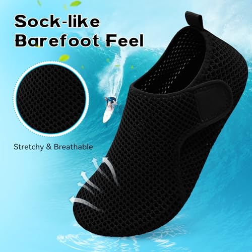 Water Shoes for Women Men Beach Swim Aqua Socks Summer Quick-Dry Sandals Black 8.5-9.5 Women / 7-7.5 Men