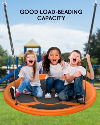 Everyfun 43-Inch Saucer Tree Swing for Kids & Adults, Orange, 700lbs Capacity