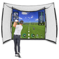 GoSports 10x8 ft Golf Range Cage with Impact Screen & Blank Simulator Screen
