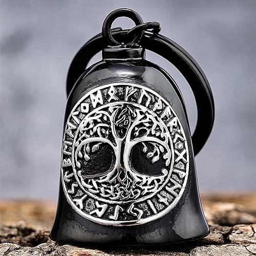 Motorcycle Tree of Life Bell Stainless Steel Accessories Black Silver Variation