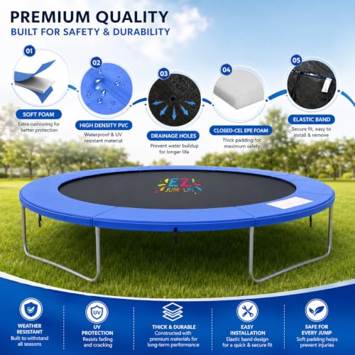 EZ JUMPLIN 14FT Blue Trampoline Spring Cover Safety Pad - Outdoor & Weather-Resistant