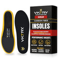 VKTRY Gold Carbon Fiber Sport Insoles for Cleated Shoes - Size 9-9.5 Men, 11-11.5 Women, 2 Wt 121-170 Lbs