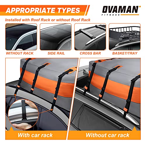 OVAMAN 20 Cubic Feet Waterproof Car Roof Cargo Bag Heavy Duty SUV Roof Rack