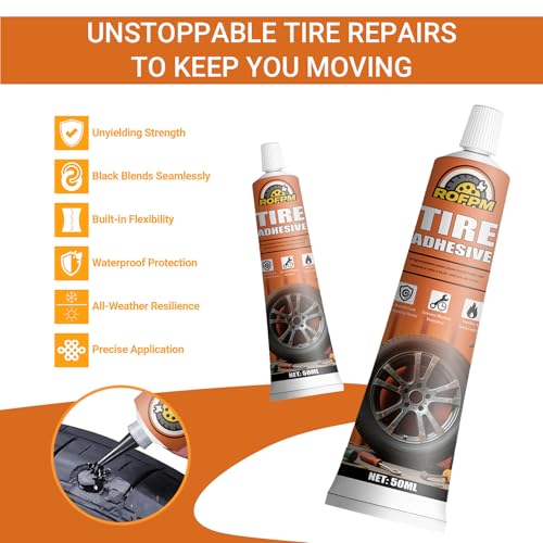 Tire Repair Glue Kit 100ml for Sidewall Punctures and Leaks - Black Rubber Cement