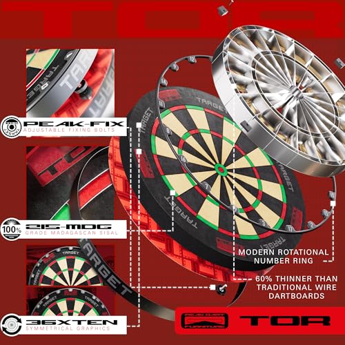 Target Darts TOR Steel Tip Dartboard with Rotational Number Ring & Fixing Kit