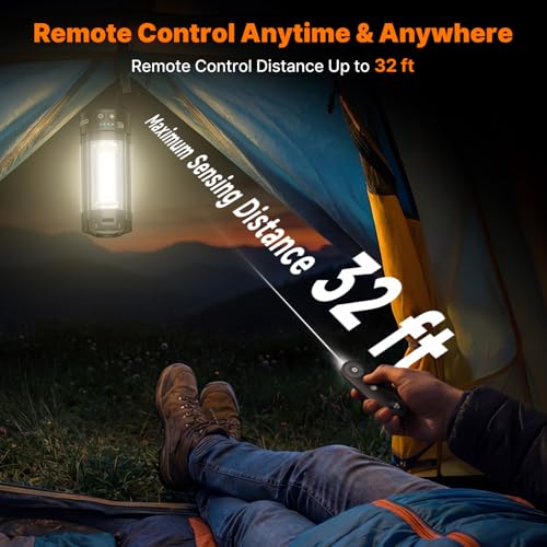 OGERY Black Camping Lights with Stand & Remote, 10000mAh Rechargeable Work Light