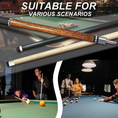 HomeSeason 3-in-1 19oz Carbon Fiber & Maple Wood Pool Cue Stick - Brown, 58" Professional Billiard Cue with Screw-In Extension & Leather Case