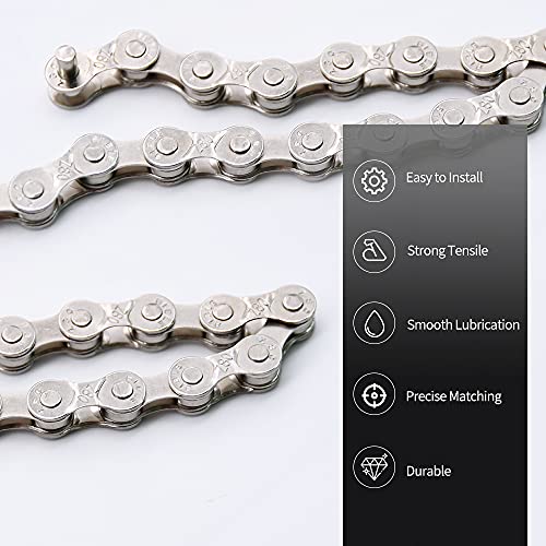 2 Sets 6/7/8 Speed Bike Chain - Silver, 116 Links, Adjustable Length