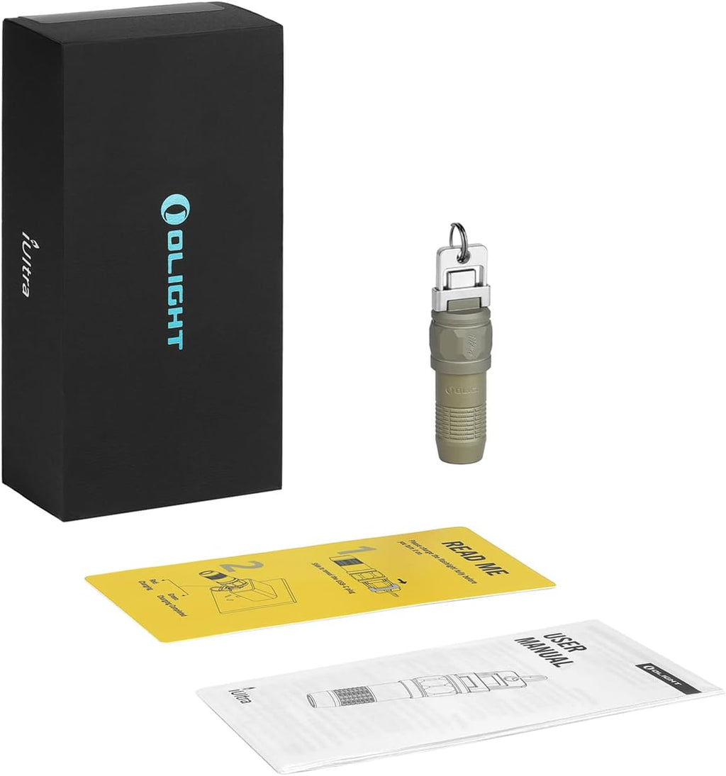 OLIGHT iUltra Rechargeable EDC Flashlight - 80 Lumens Mini LED Keychain Light | Olive Green, Perfect for Everyday Carry and Emergencies