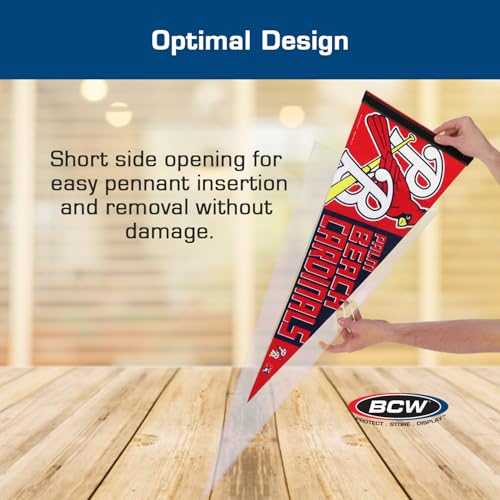 BCW 12x30 Inch Sports Pennant Display Holder Pack of 10 - Clear Rigid Plastic