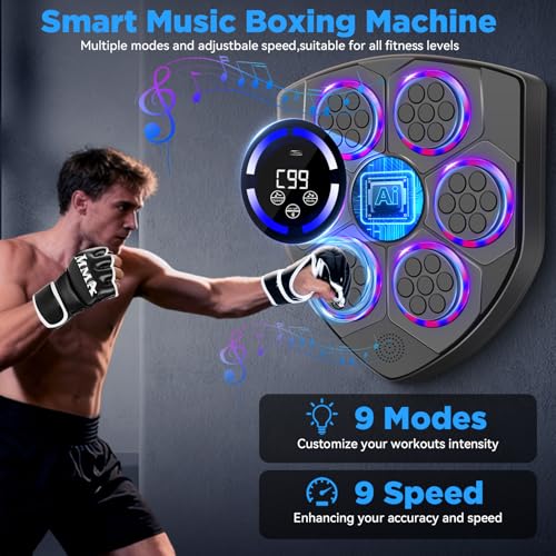 Purple Wall-Mounted Music Boxing Machine with Gloves & Accessories